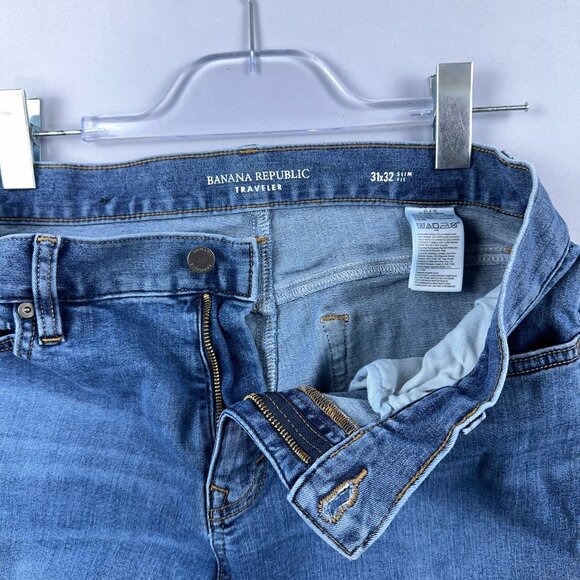Banana Republic Traveler Skinny Jeans Mens Size 31X32 Slim Fit Medium Wash Blue - Picture 5 of 12